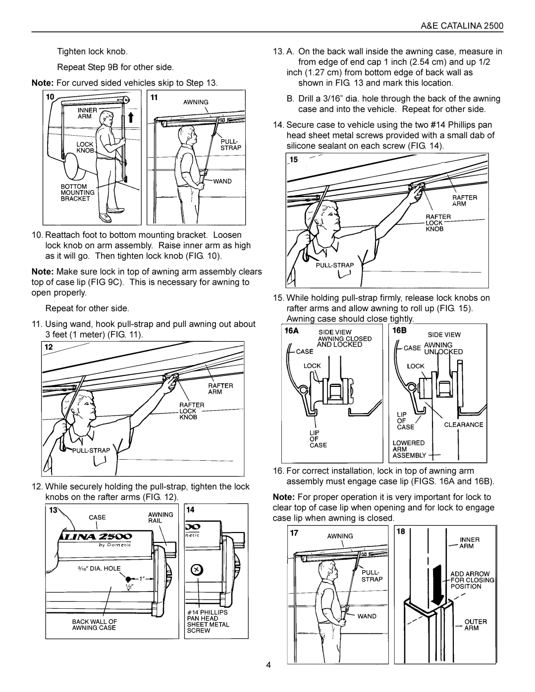 Dometic 2500 manual Locked Awning Unlocked 