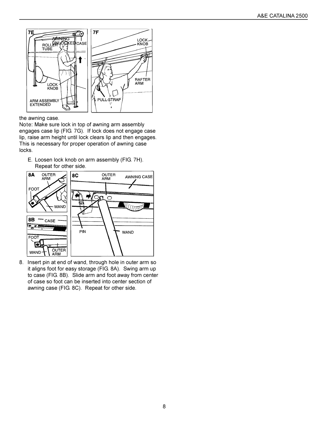 Dometic 2500 manual Awning Unlocked 