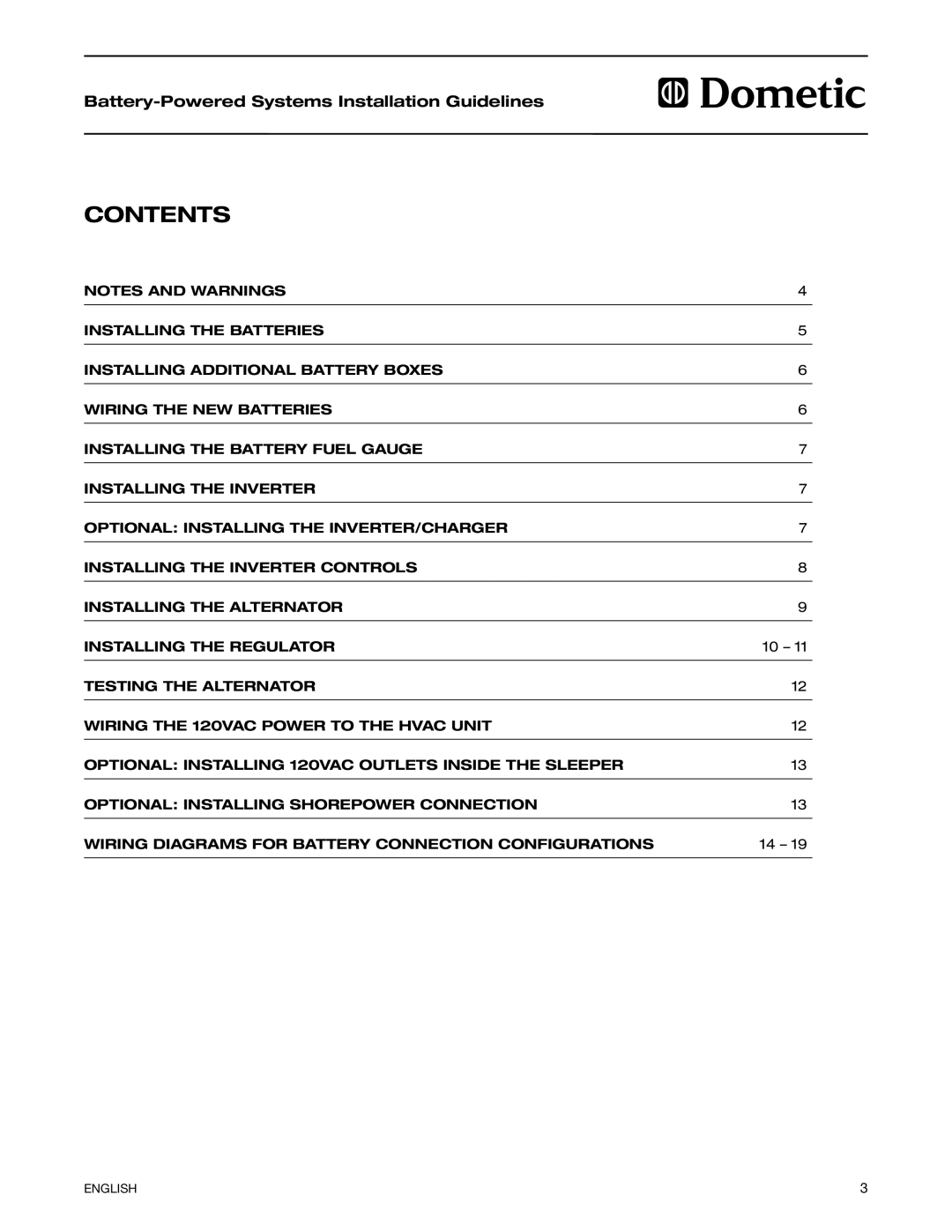 Dometic 2597 manual Contents 