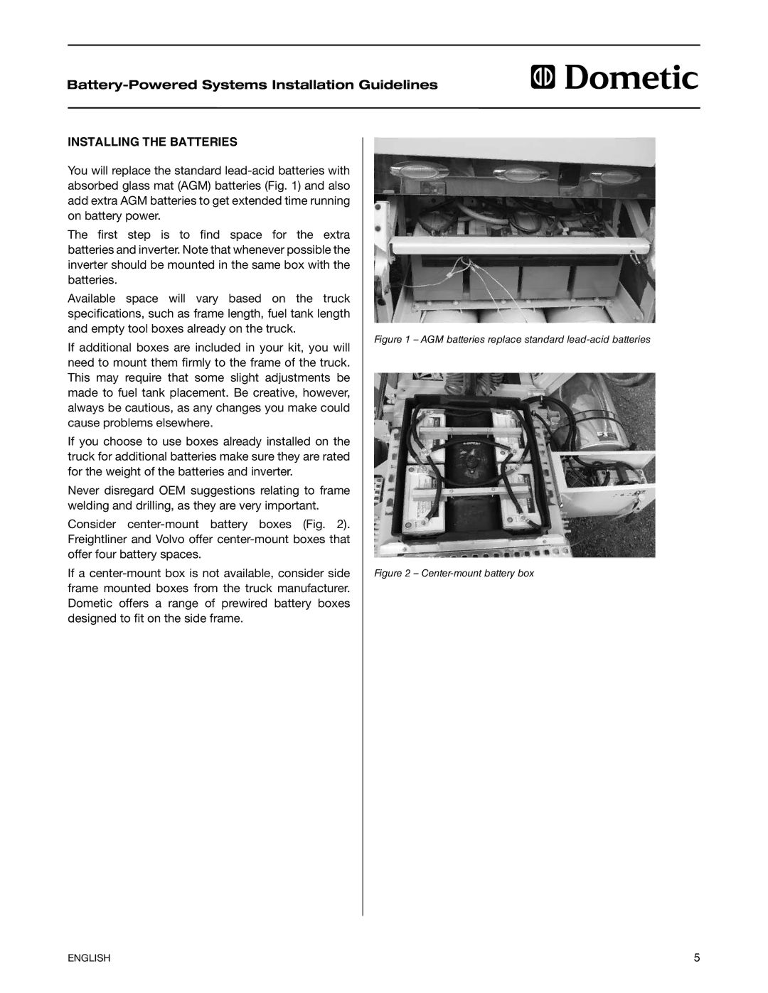 Dometic 2597 manual AGM batteries replace standard lead-acid batteries 