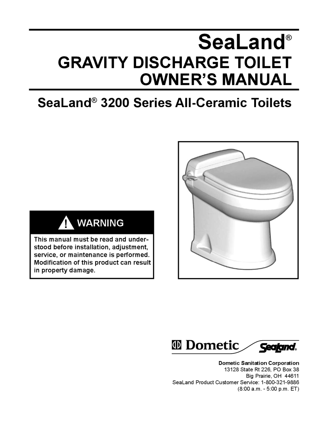 Dometic 3200 Series owner manual SeaLand, Dometic Sanitation Corporation 