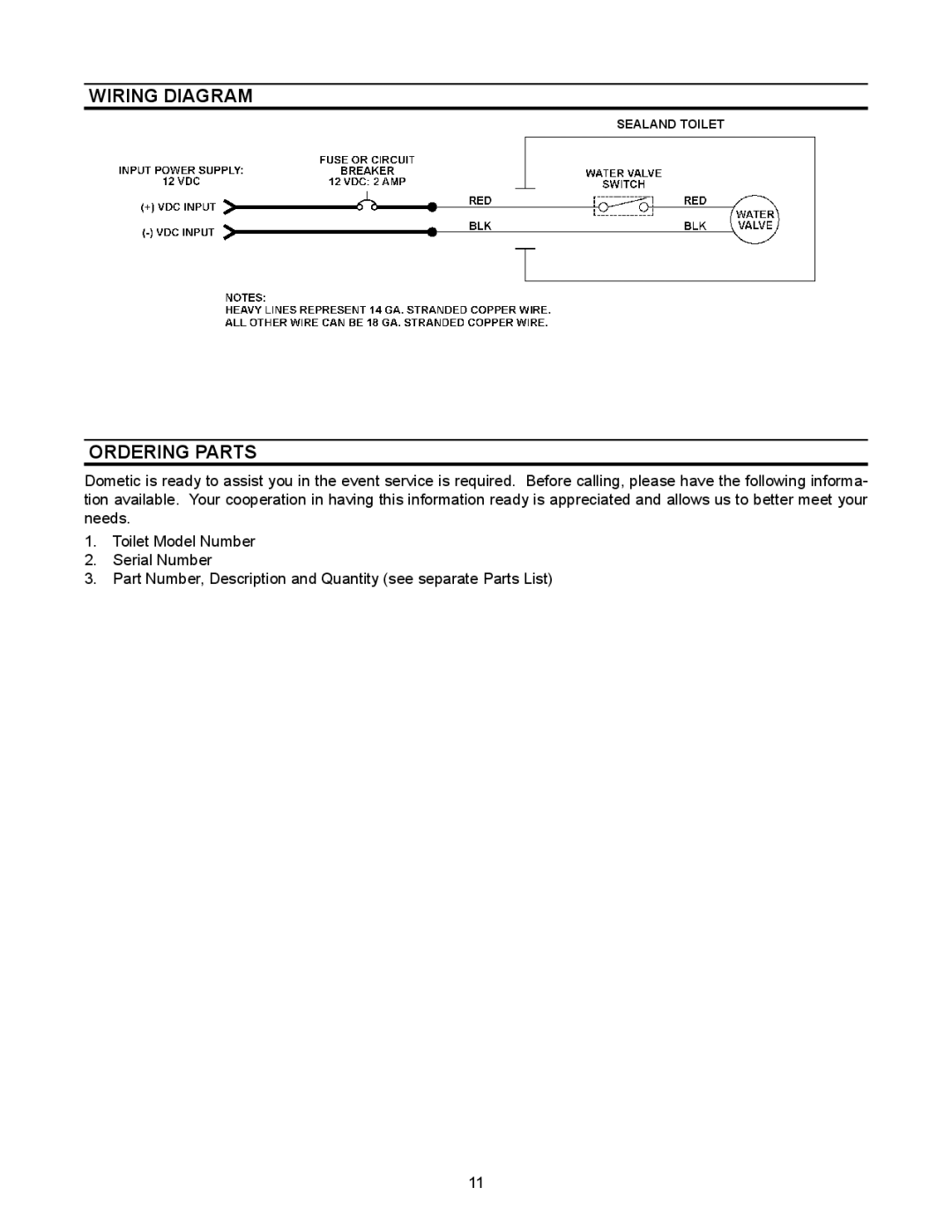 Dometic 3200 Series owner manual Wiring Diagram, Ordering Parts 