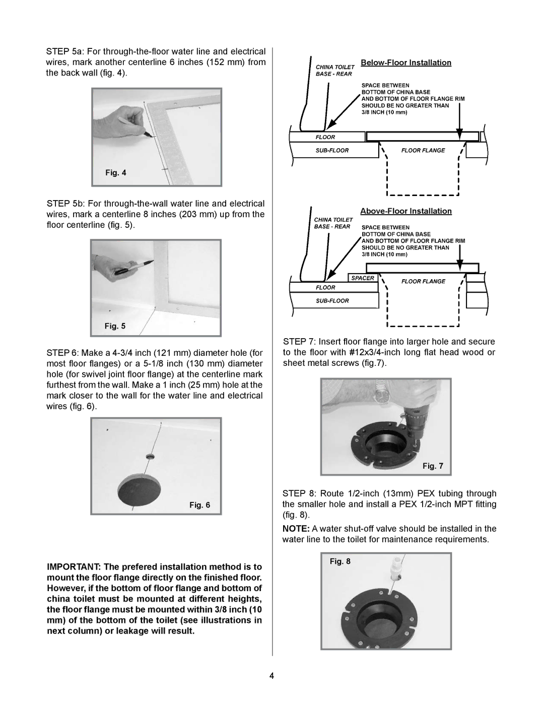 Dometic 3200 Series owner manual Below-Floor Installation Above-Floor Installation 