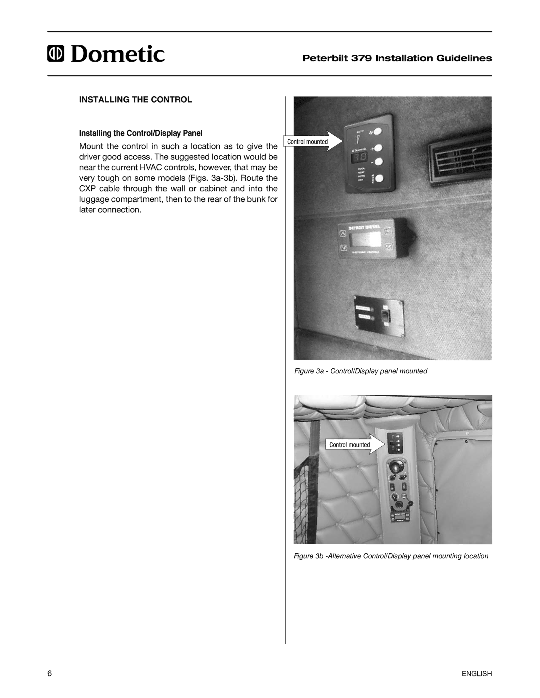 Dometic 379 CHASSIS manual Installing the Control/Display Panel 