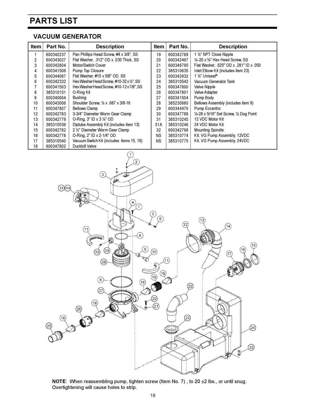 Dometic 500Plus Series, 1000 Series owner manual Vacuum Generator 