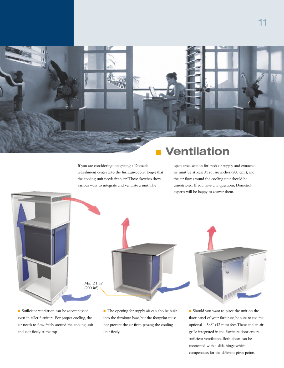 Dometic 6000 manual Ventilation, Min in2 200 in2 