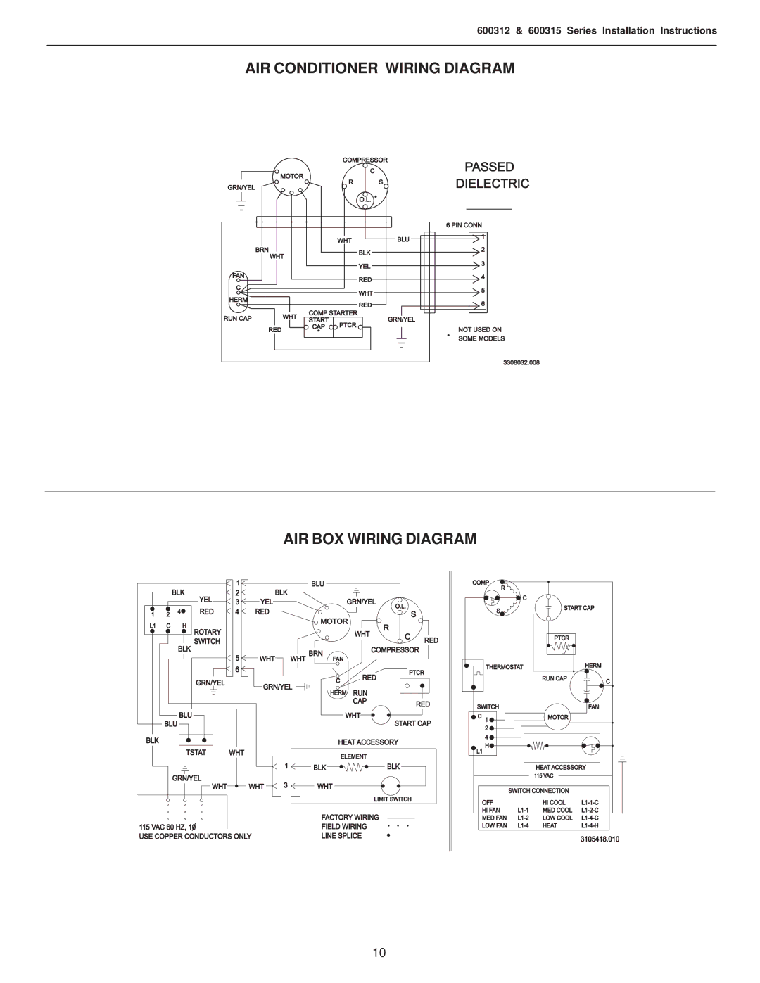 Dometic 600315.336, 600315.331, 600312.331 operating instructions AIR Conditioner Wiring Diagram 