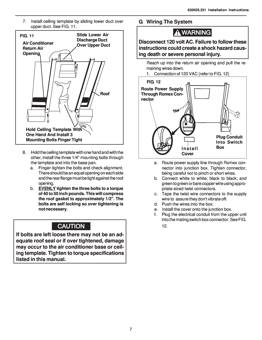 Dometic 630025.331 operating instructions G. Wiring The System 