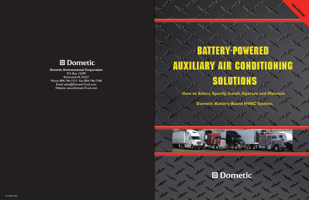 Dometic Battery-Powered Auxiliary Air Conditioning System manual Dometic Environmental Corporation 