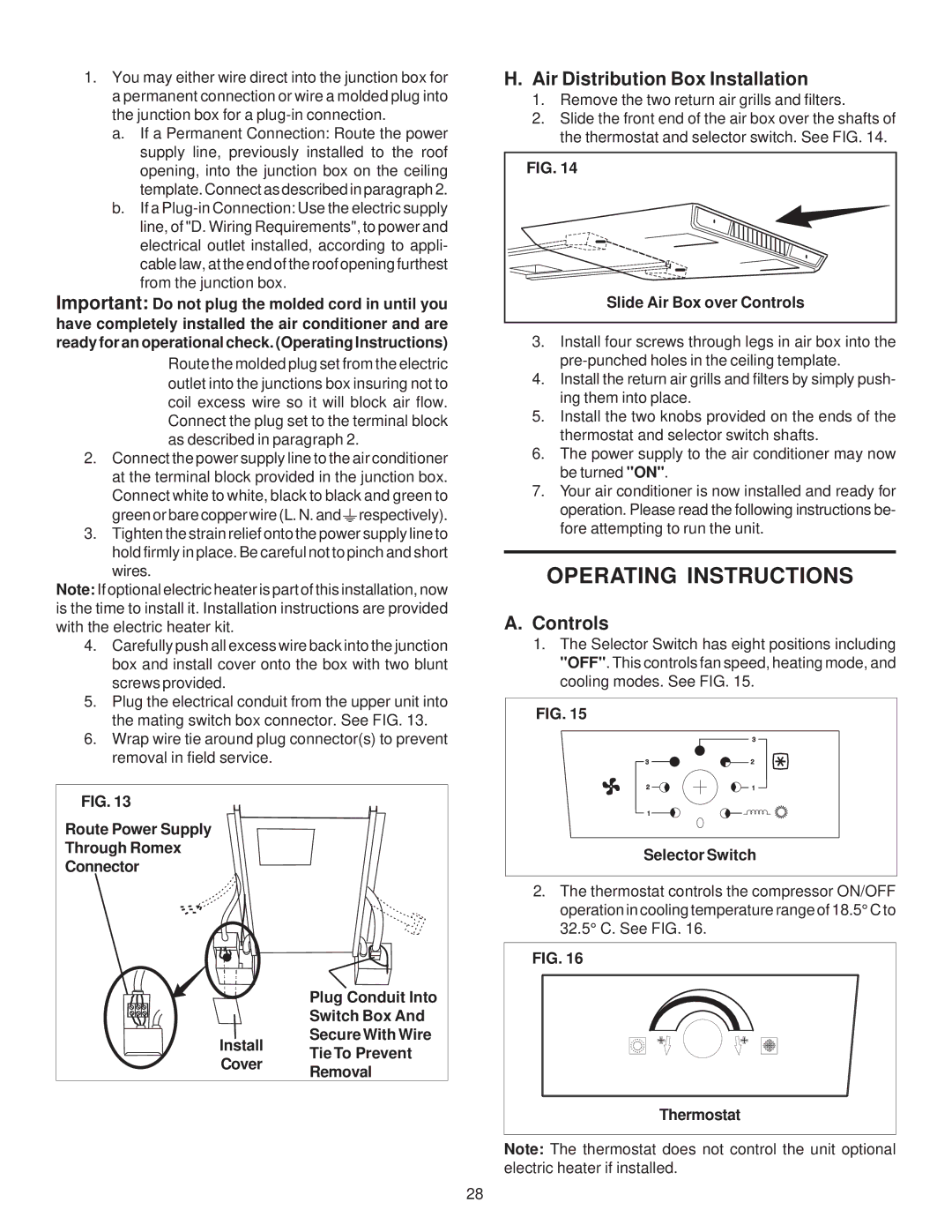 Dometic CARAVAN MODEL B3200 operating instructions Operating Instructions, Air Distribution Box Installation, Controls 