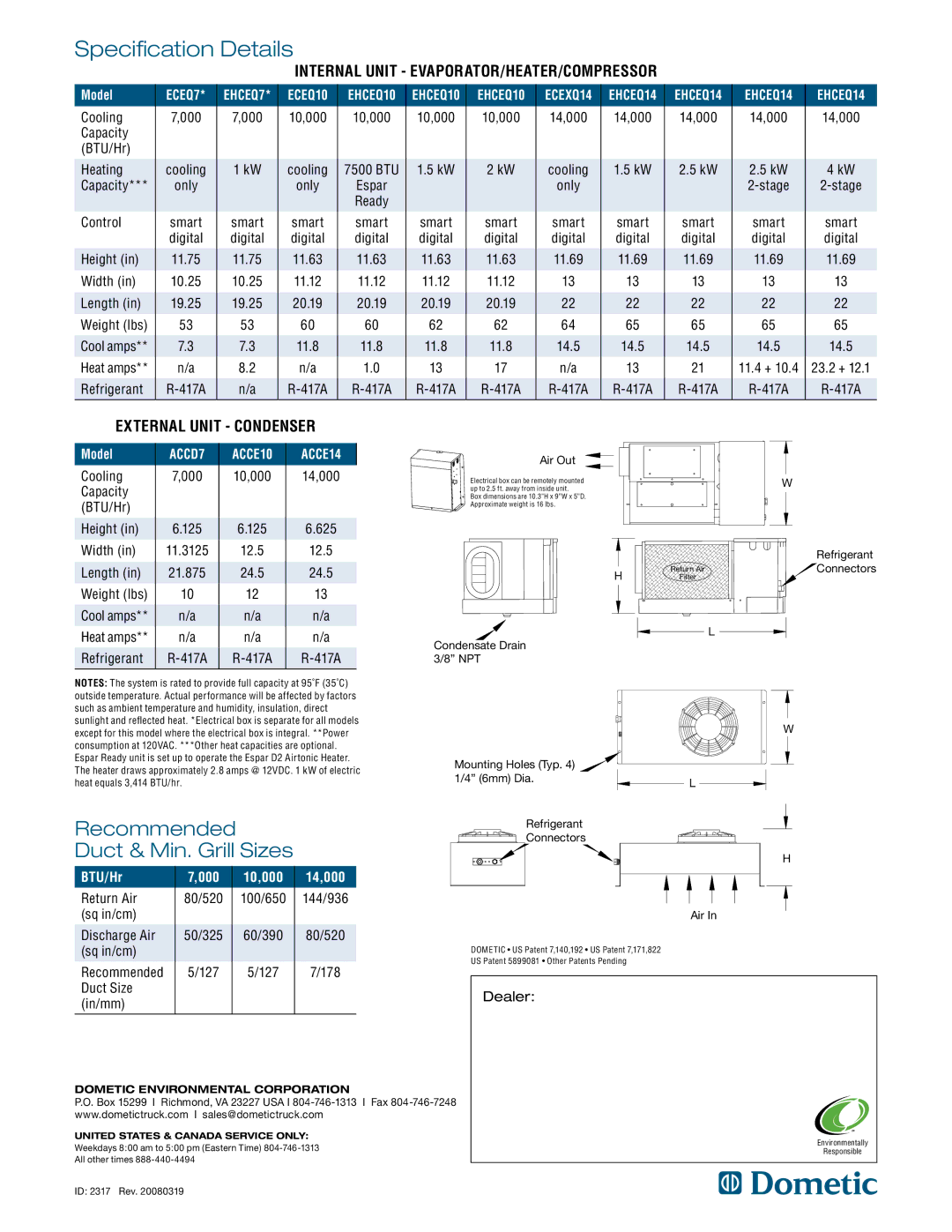 Dometic ACCD7, ECEQ10, ECEXQ14, ECEQ7*, EHCEQ7* manual EHCEQ10, EHCEQ14, ACCE10, ACCE14 