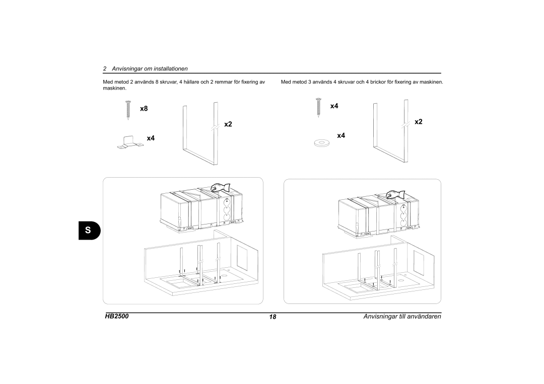 Dometic HB 2500 installation manual HB2500 Anvisningar till användaren 