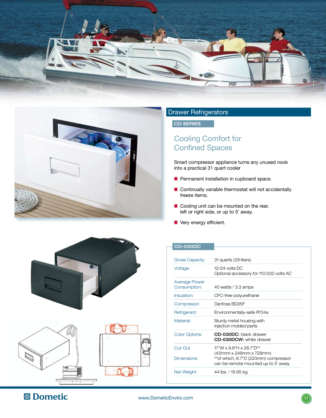 Dometic L-0191B manual Cooling Comfort for Confined Spaces, CD Series, CD-030DC 