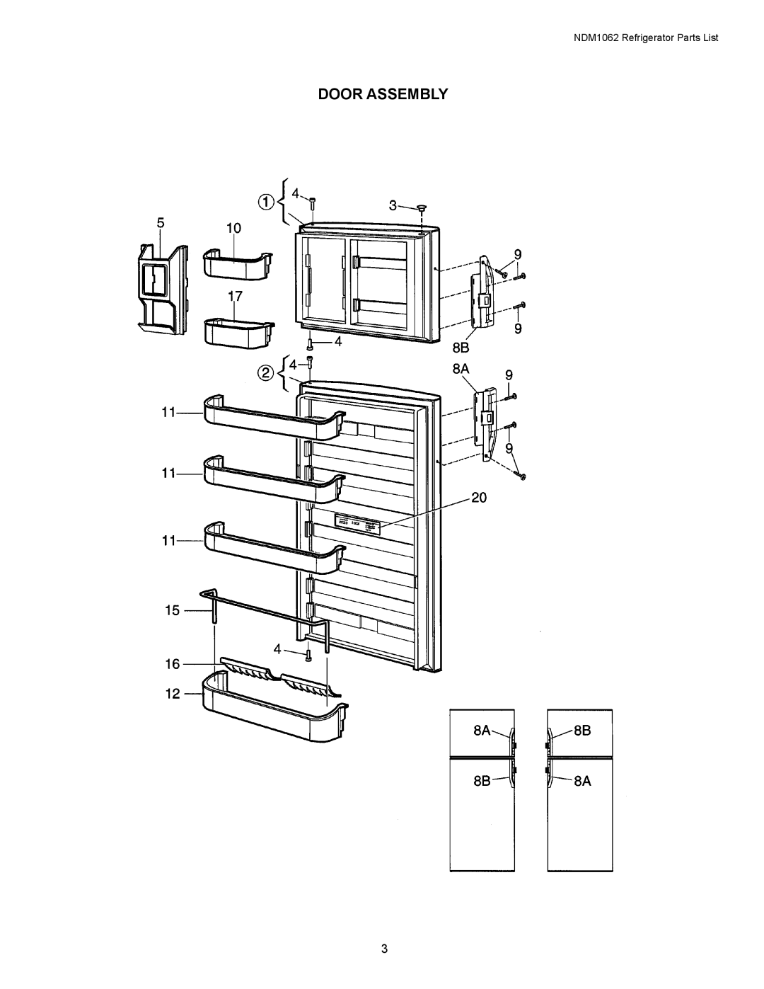 Dometic NDM1062 manual Door Assembly 