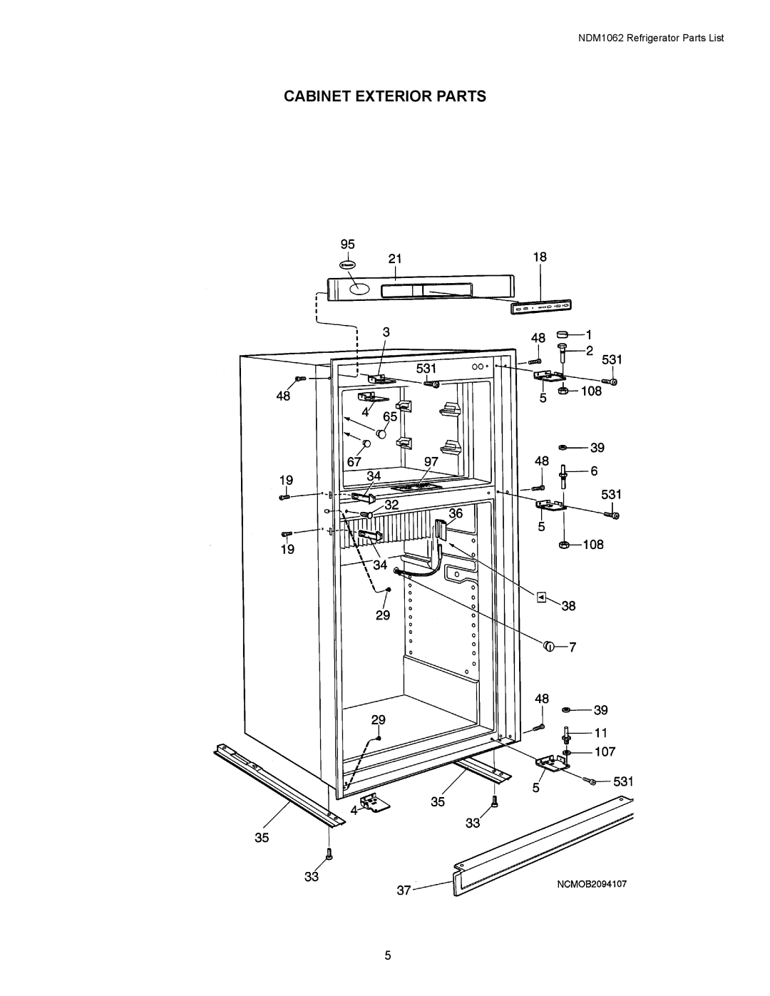 Dometic NDM1062 manual Cabinet Exterior Parts 