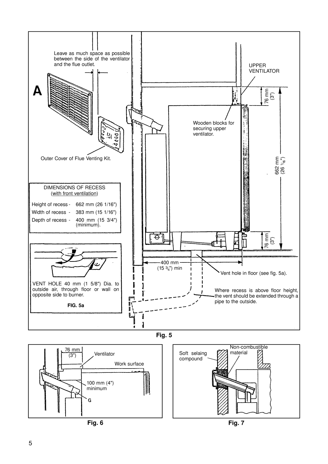 Dometic RM 122F, RM 123E installation instructions Upper 