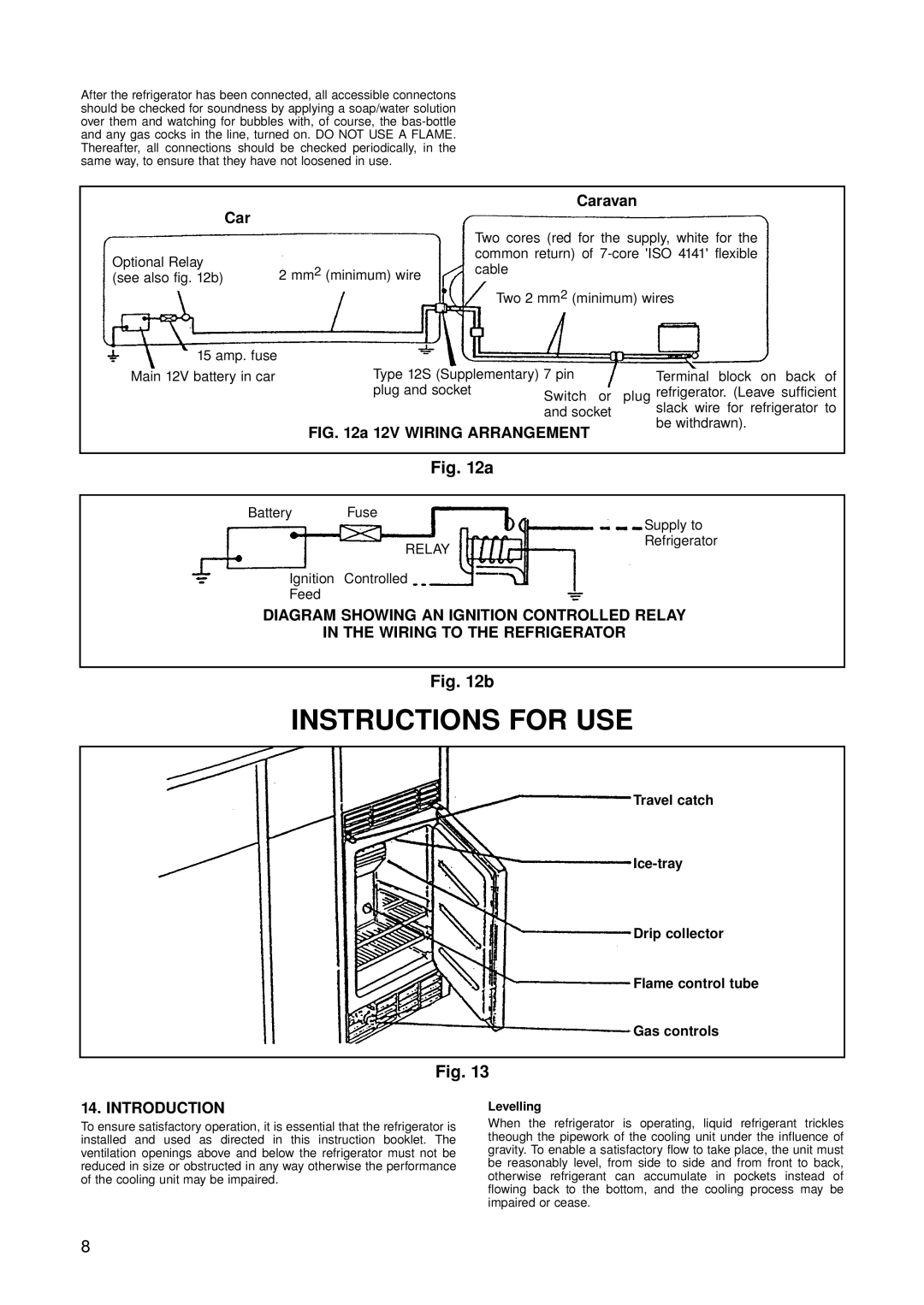 Dometic RM 123E, RM 122F installation instructions Caravan, Levelling 