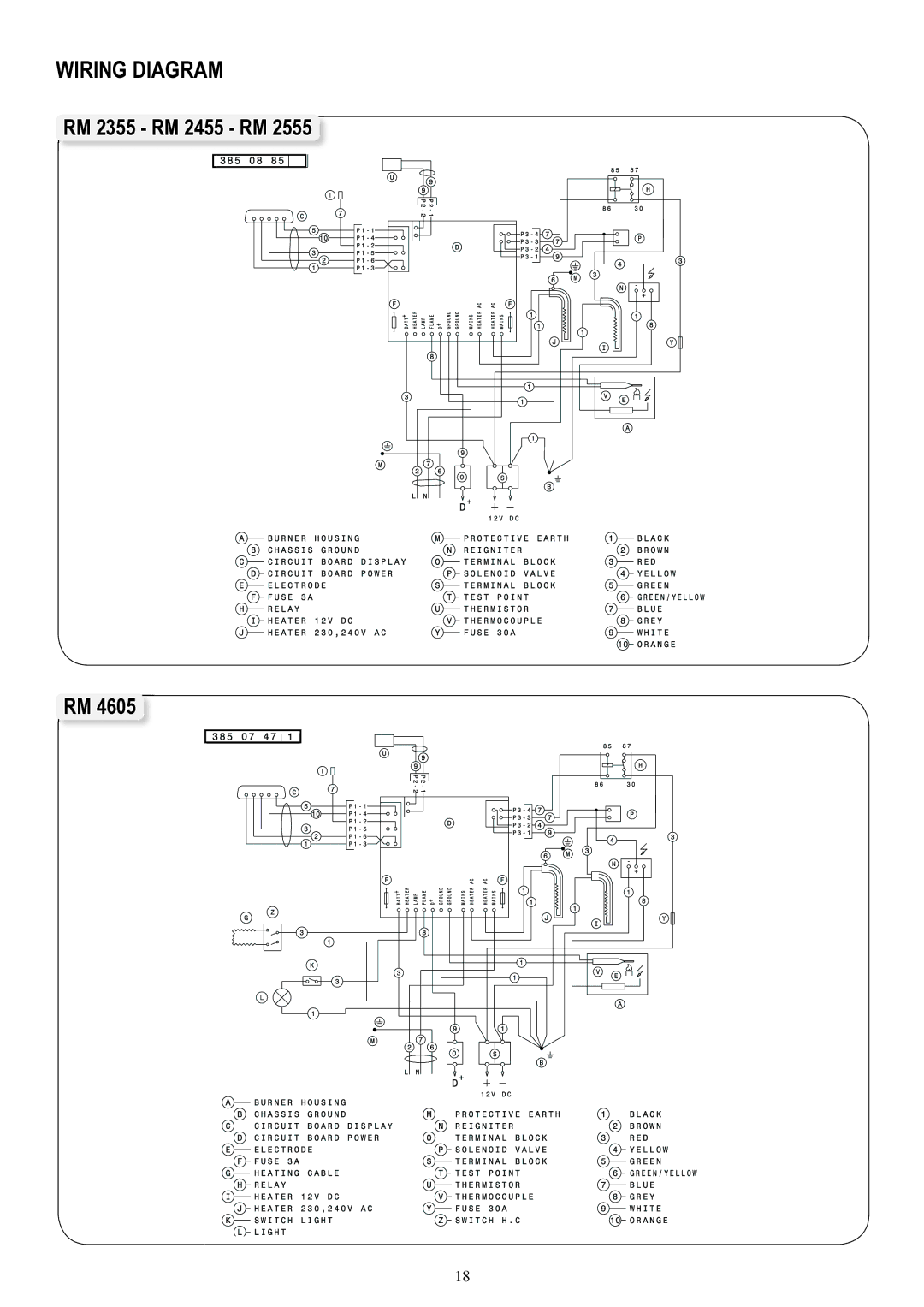 Dometic RM 2355, RM 2555, RM 2455, RM 4605 operating instructions Wiring Diagram 