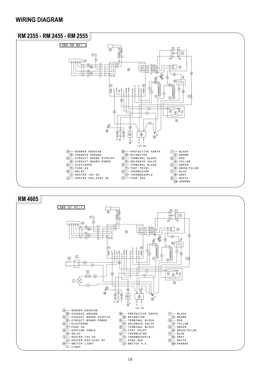 Dometic RM 2555, RM 4605 operating instructions Wiring Diagram, RM 2355 - RM 2455 - RM RM 
