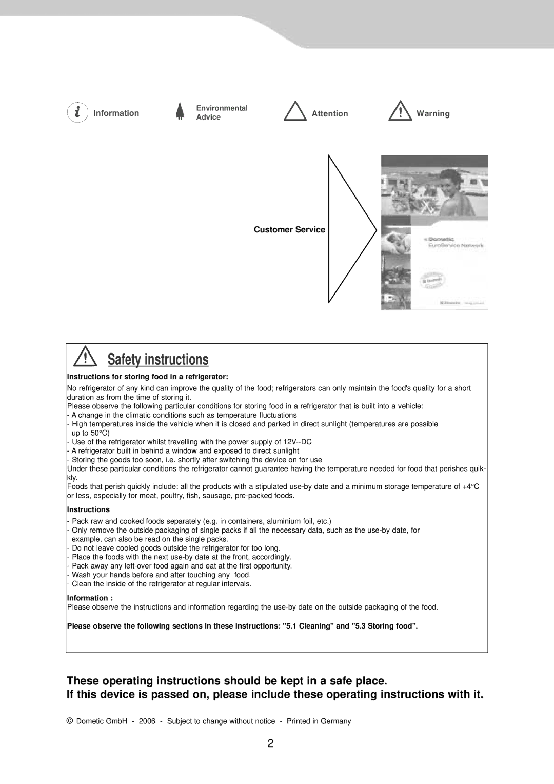 Dometic RM 7390 (L) installation instructions Safety instructions 