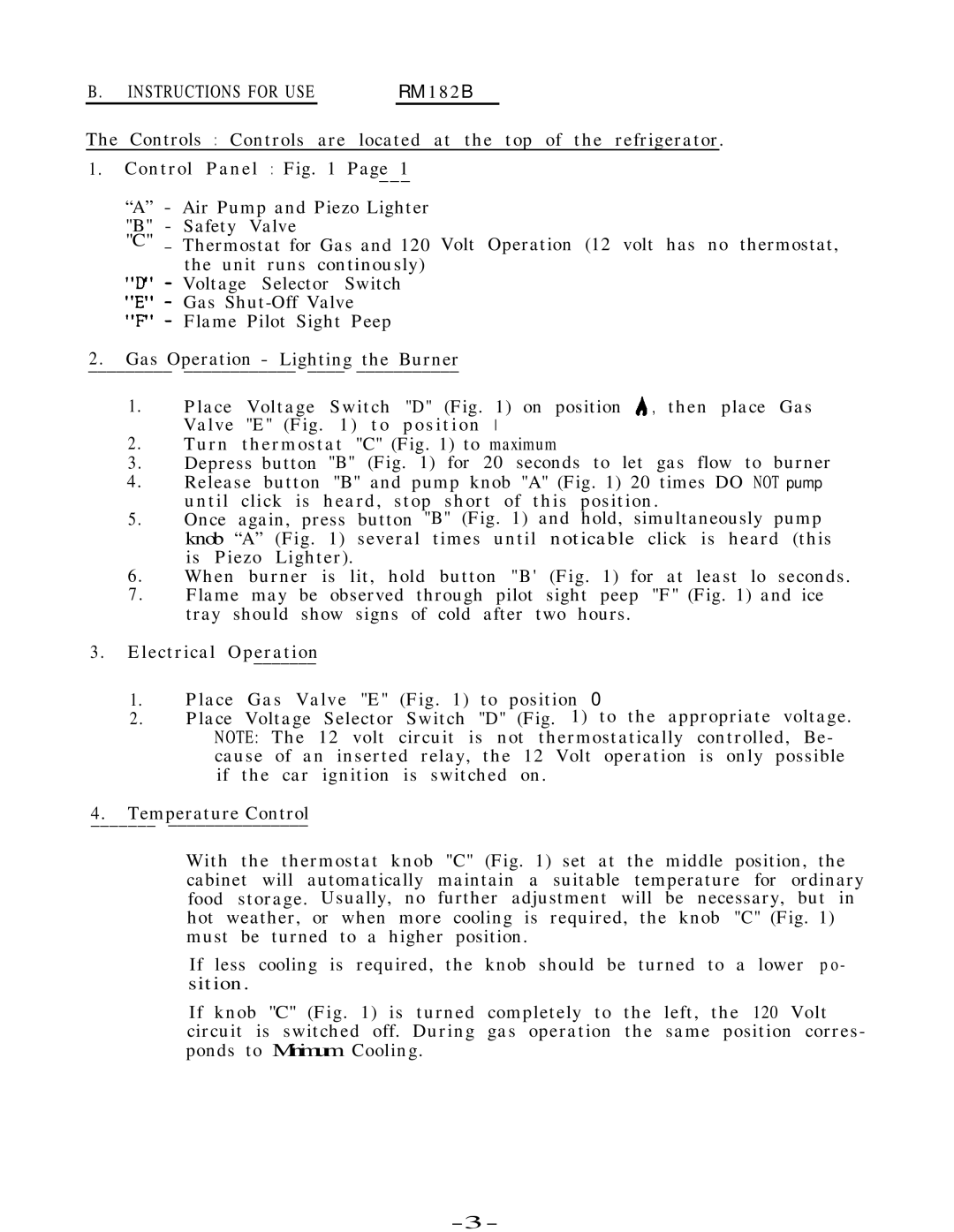 Dometic RM182B service manual 