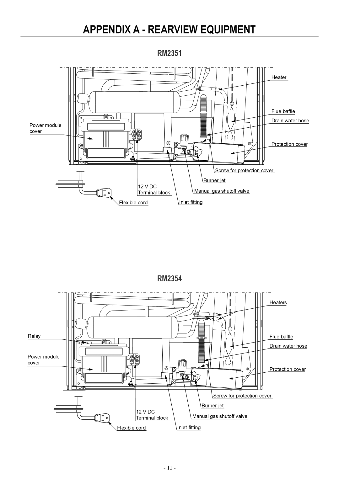 Dometic RM2351, RM2551, RM2451 installation manual Appendix a Rearview Equipment 