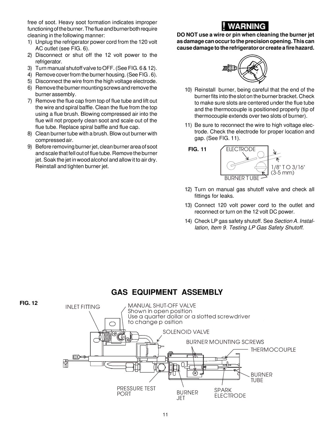 Dometic RM2812, RM2612 manual GAS Equipment Assembly, Burner T UBE 