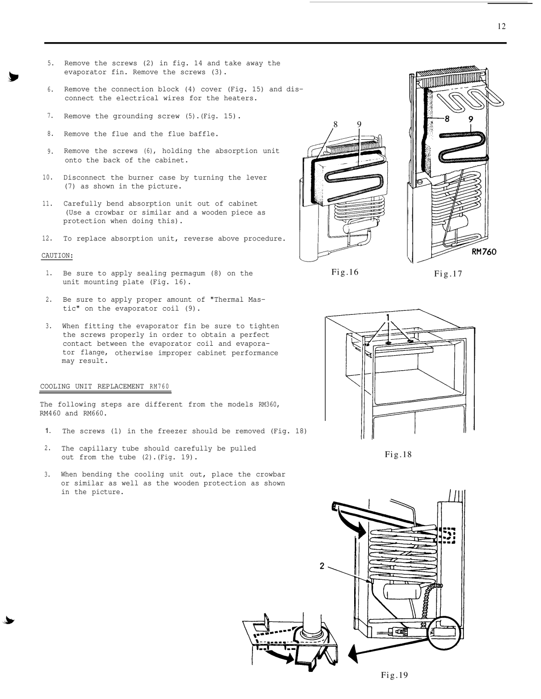 Dometic RM36O service manual Cooling Unit Replacement RM760 