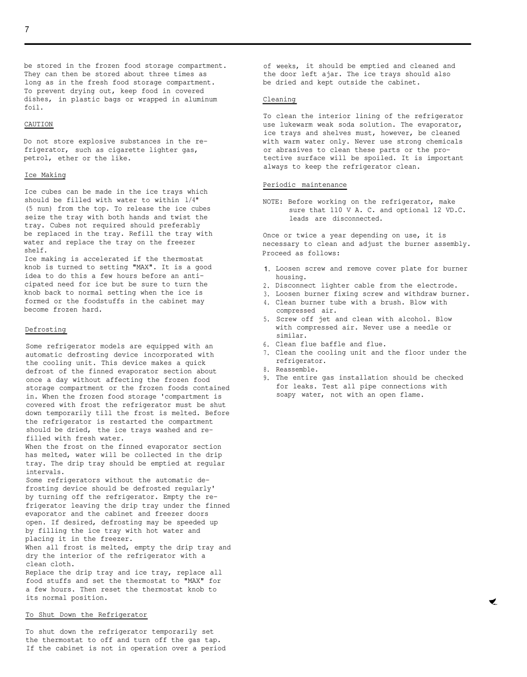 Dometic RM36O service manual Defrosting, Cleaning 