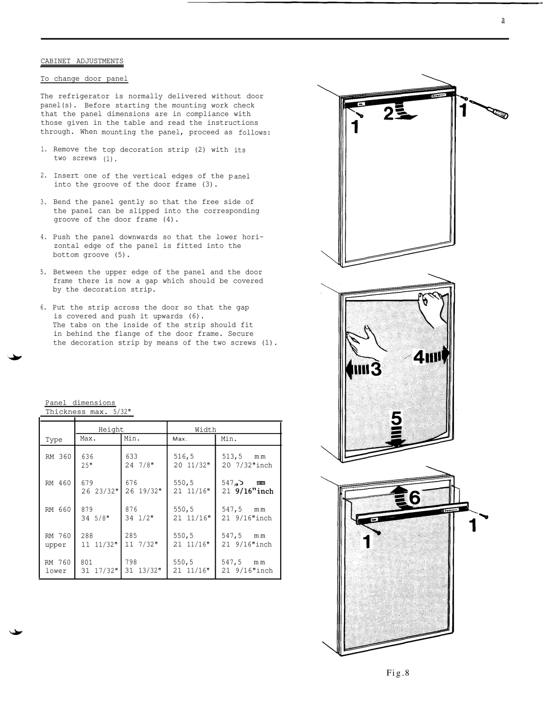 Dometic RM36O service manual Cabinet Adjustments 