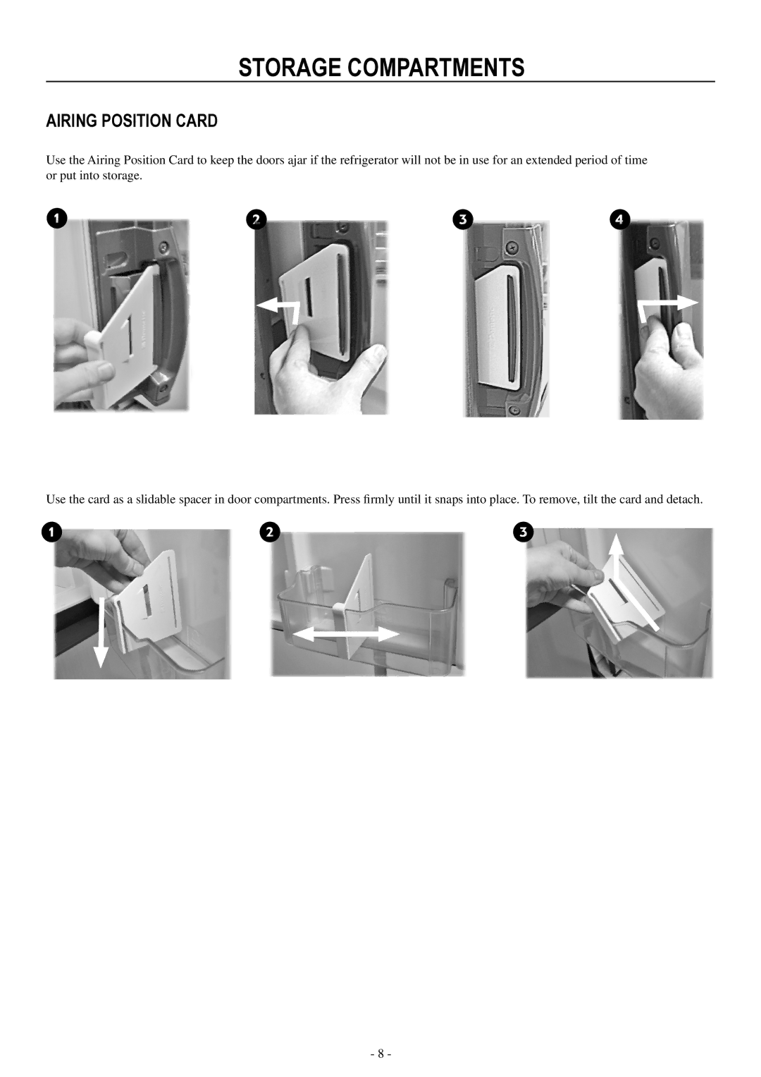 Dometic RM3962 user manual Airing position card 