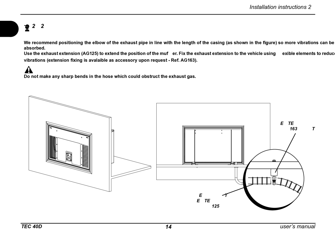 Dometic TEC 40D installation manual Instructions for installing the exhaust system 