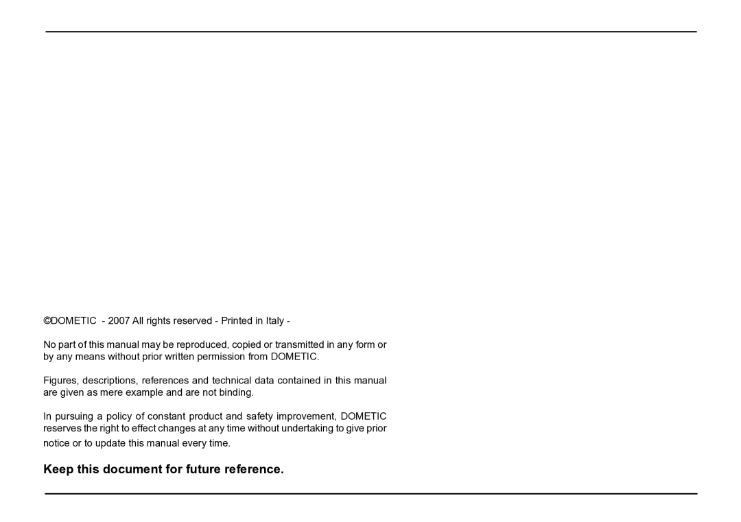 Dometic TEC 40D installation manual Keep this document for future reference 