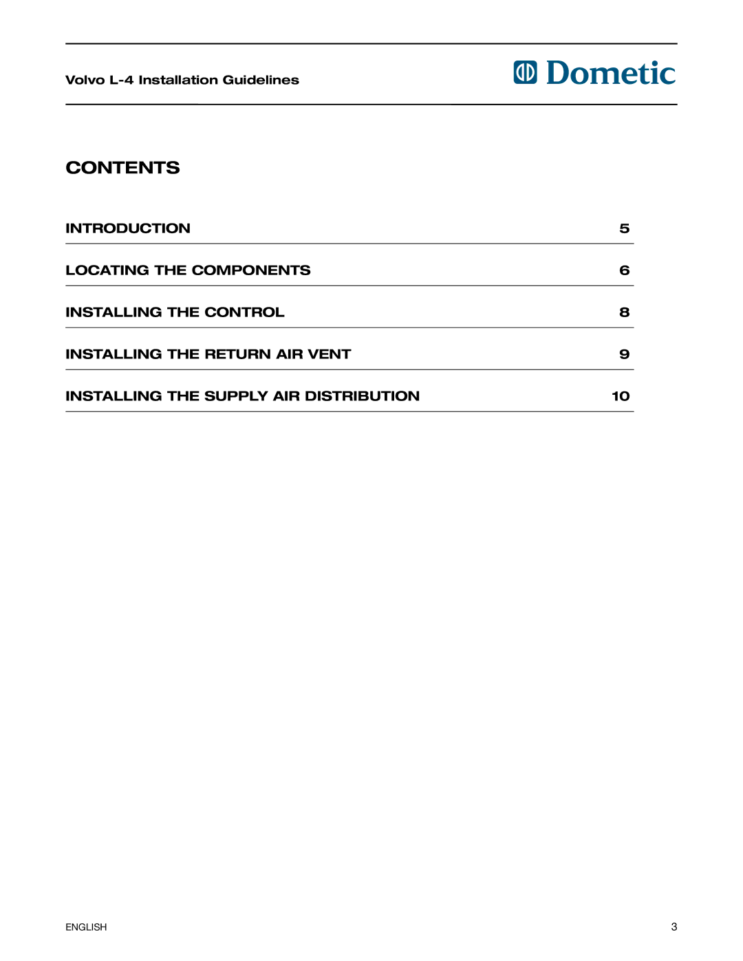 Dometic VN670, VN630 manual Contents 