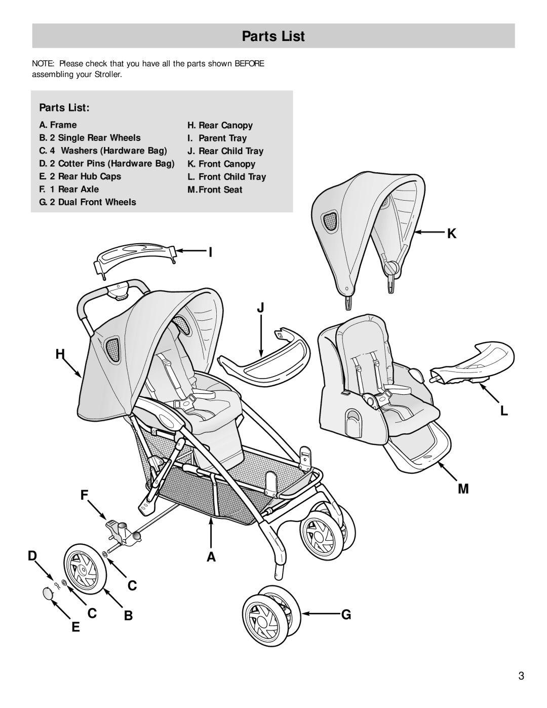 Dorel 01-068 manual Parts List 