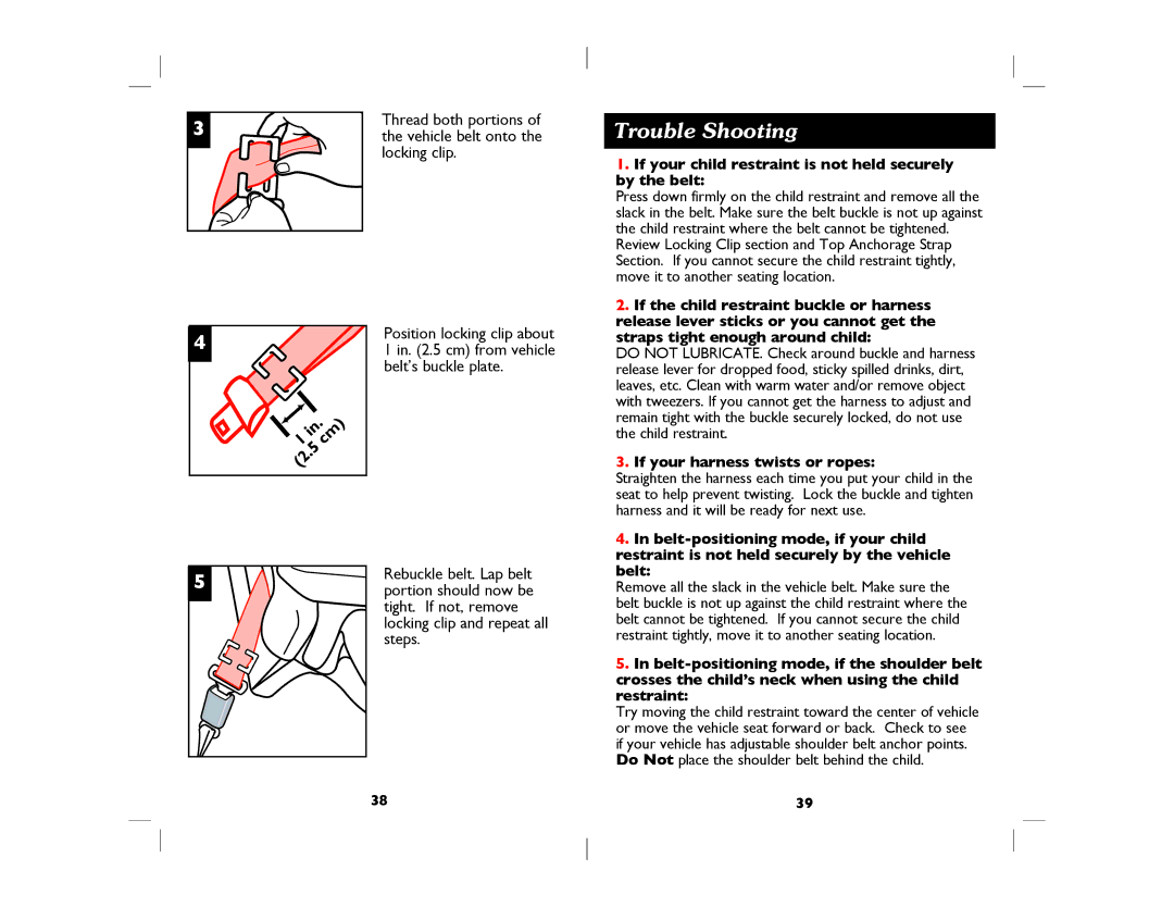 Dorel Eng. 4358-5936 manual Trouble Shooting 