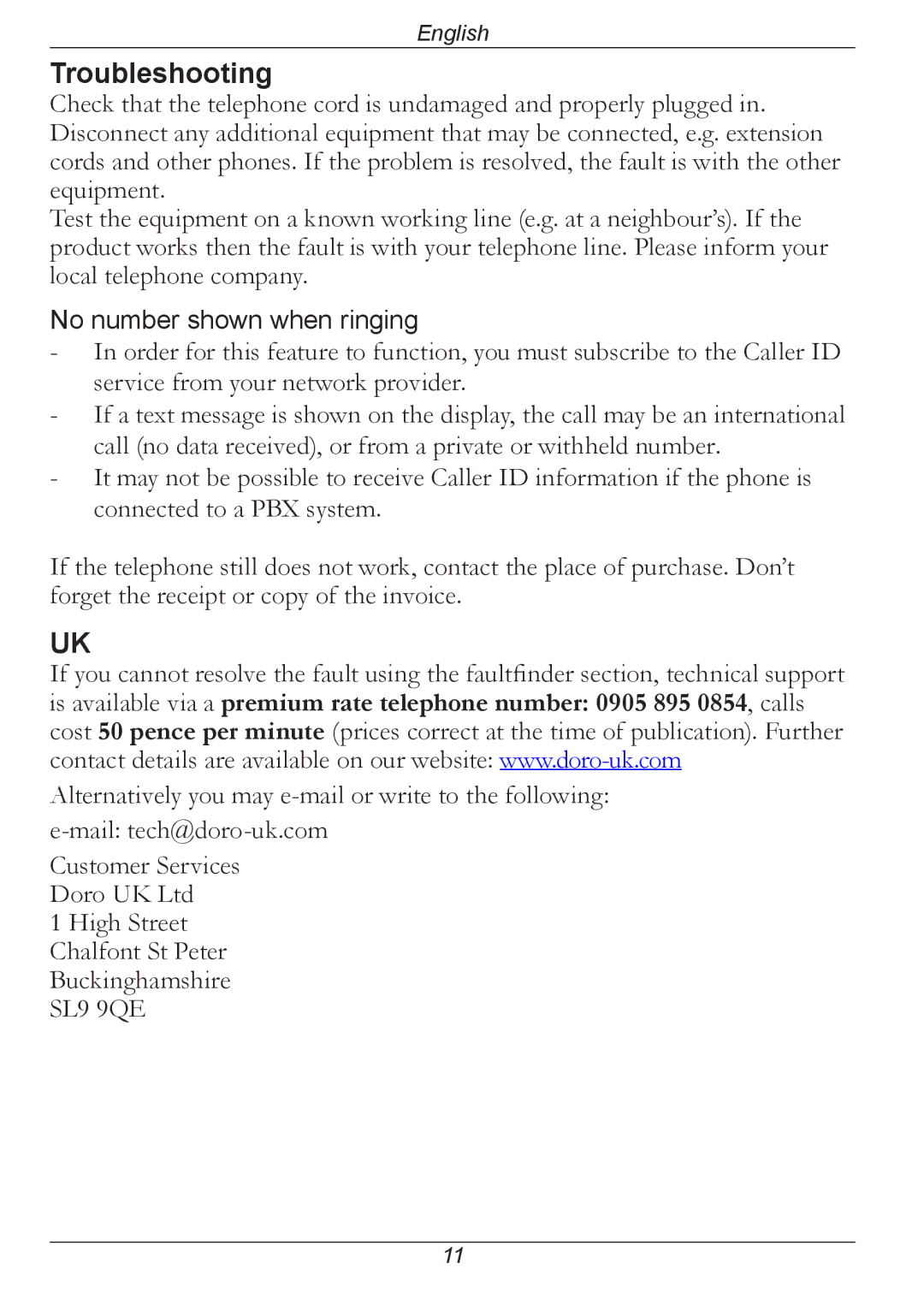 Doro 314C manual Troubleshooting 