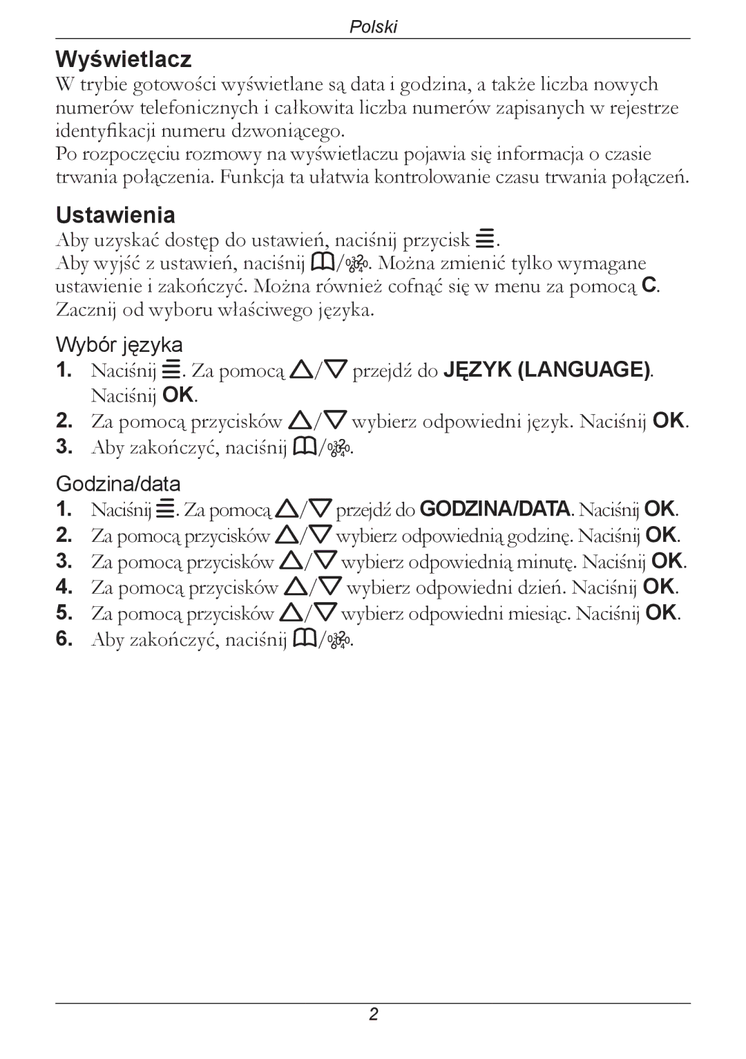 Doro 314C manual Wyświetlacz, Ustawienia 