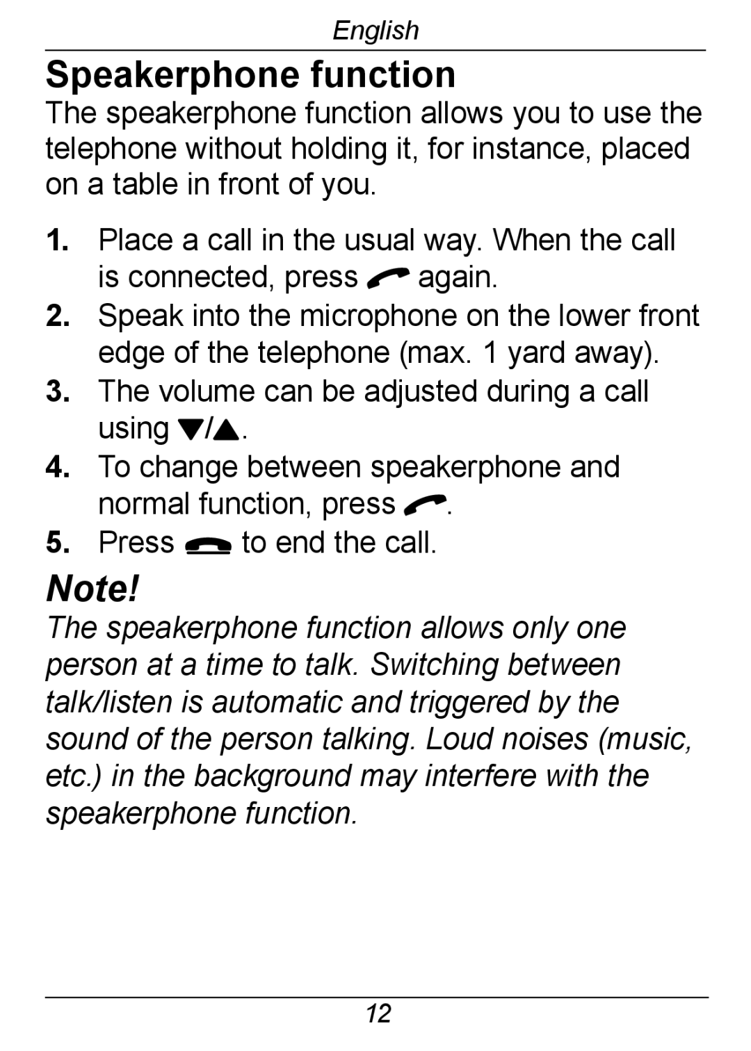 Doro 326I GSM manual Speakerphone function 