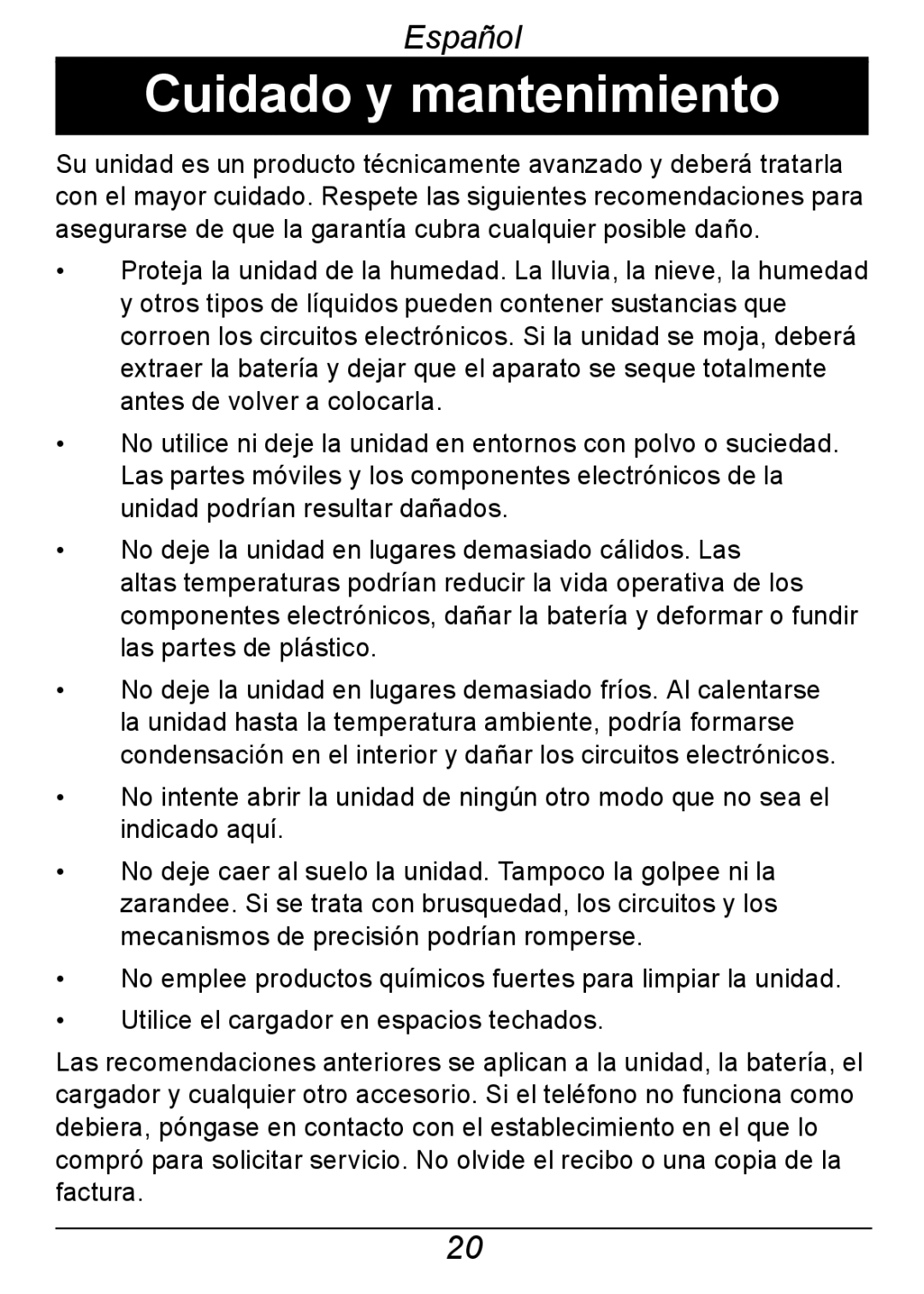 Doro 326I GSM manual Cuidado y mantenimiento 