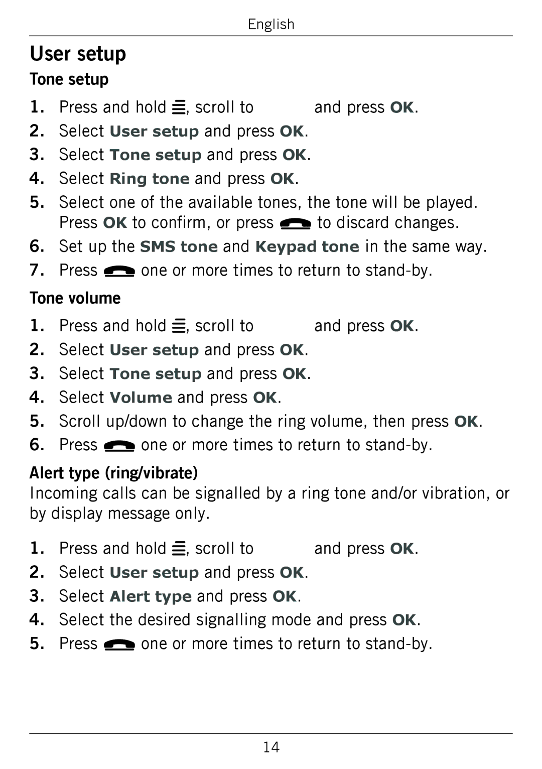 Doro 338GSM manual User setup 