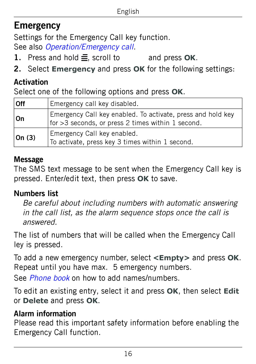 Doro 338GSM manual See also Operation/Emergency call 