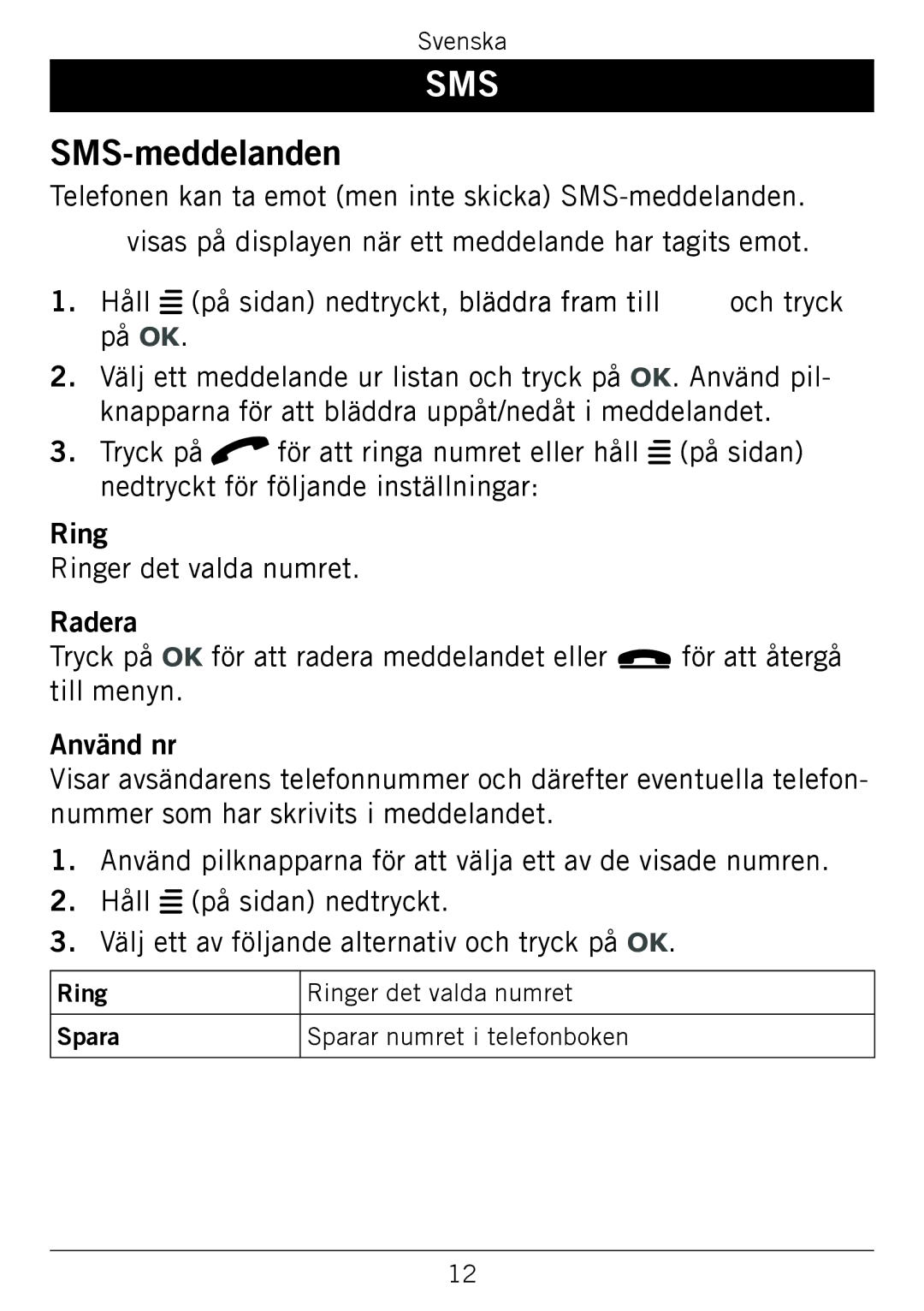 Doro 338GSM manual Sms, SMS-meddelanden 