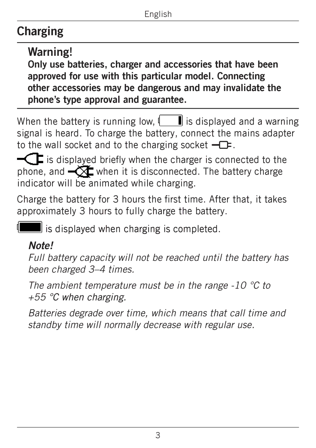 Doro 338GSM manual Charging 