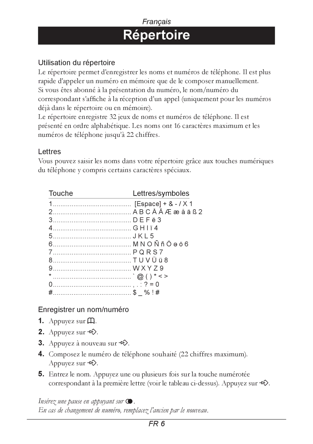 Doro 515C manual Répertoire 