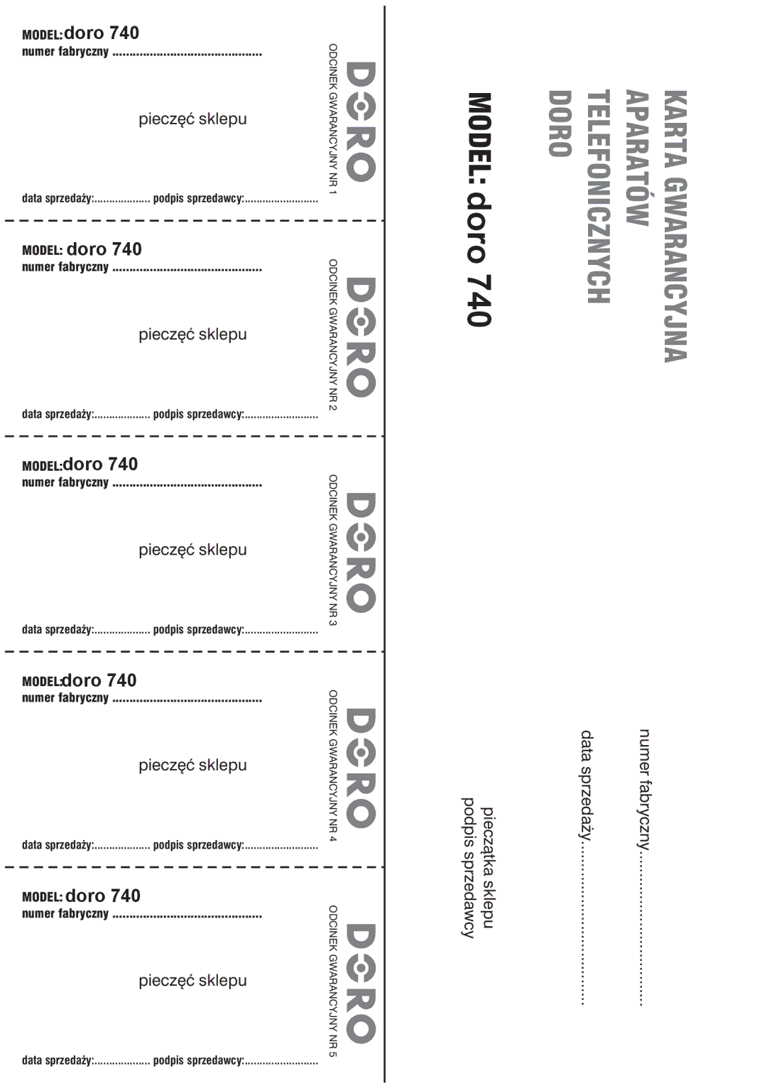 Doro 740 manual MODELdoro 