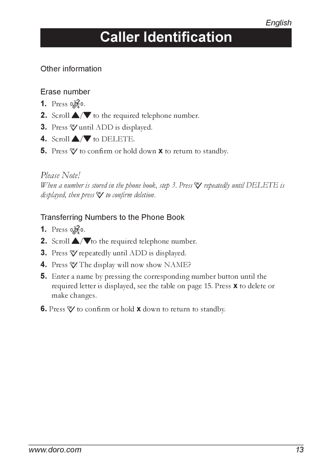 Doro 930R manual Other information Erase number 