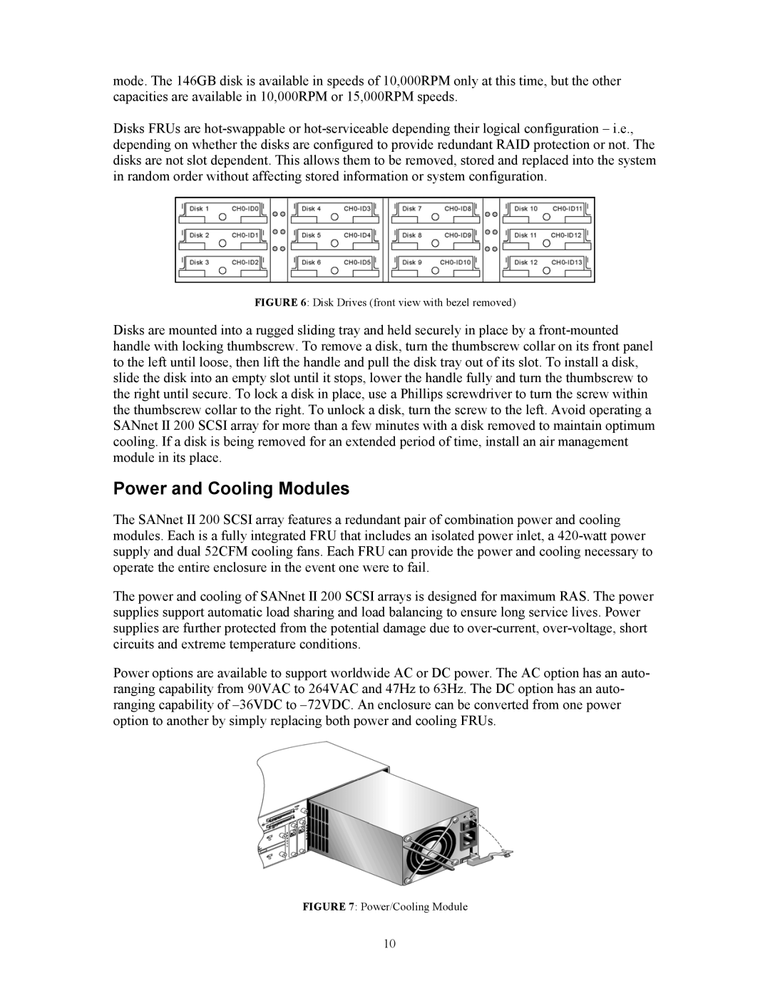 Dot Hill Systems 200 manual Power and Cooling Modules, Disk Drives front view with bezel removed 