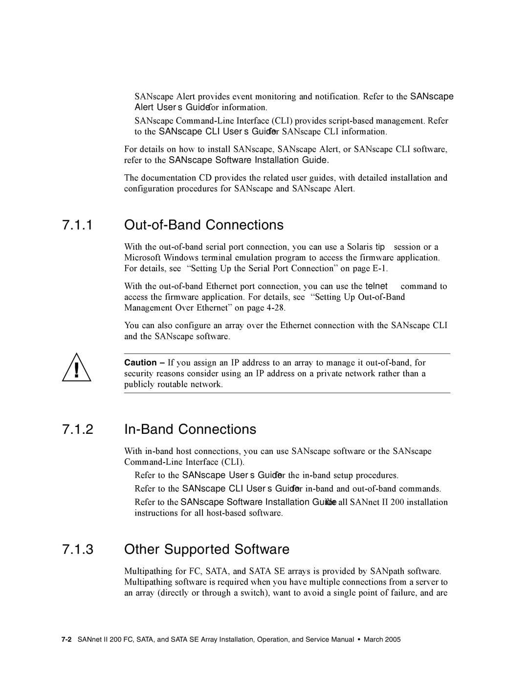 Dot Hill Systems II 200 FC service manual Out-of-Band Connections, In-Band Connections, Other Supported Software 