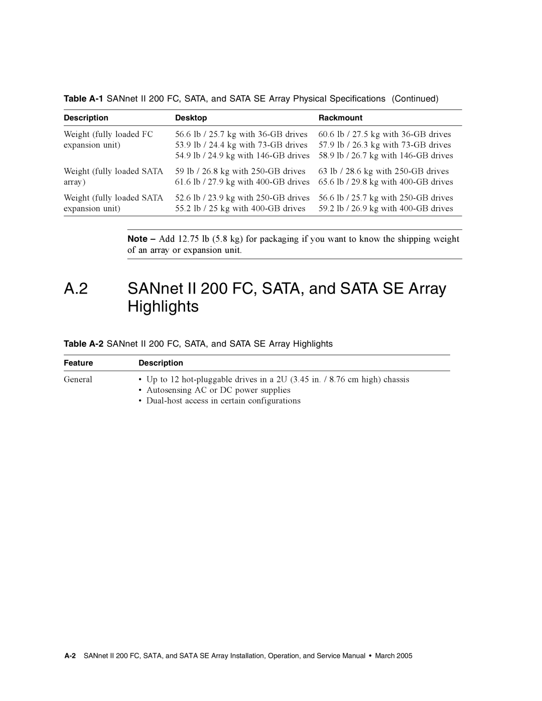 Dot Hill Systems service manual SANnet II 200 FC, SATA, and Sata SE Array Highlights 